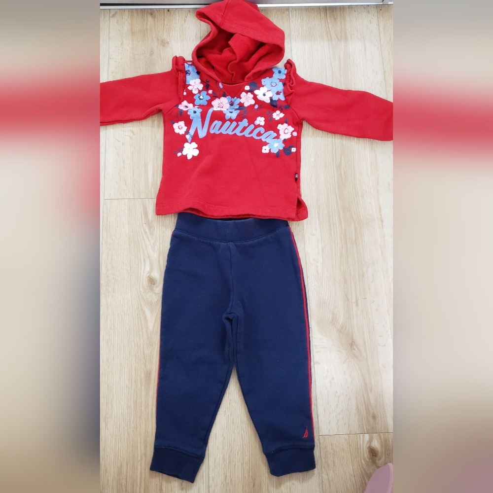 Nautica Red and Blue Matching Sweatpants Set